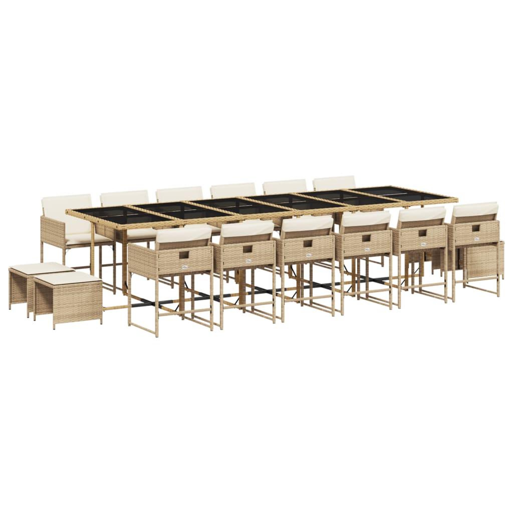 Voir la diapositive 2 : VIDAXL Ensemble a manger de jardin et coussins 17 pcs beige