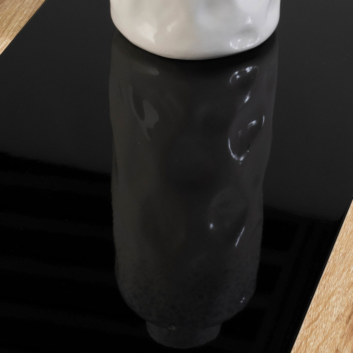 ID MARKET Table à manger rectangle GEORGIA 8 personnes imitation hêtre et noire 160 x 90 cm