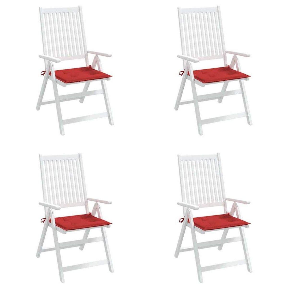VIDAXL Coussins de chaise jardin lot de 4 rouge 40x40x3cm tissu oxford