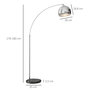 Voir la diapositive 3 : HOMCOM Lampadaire arc - lampadaire arceau courbé design - pied marbre noir mât abat-jour globe métal chromé