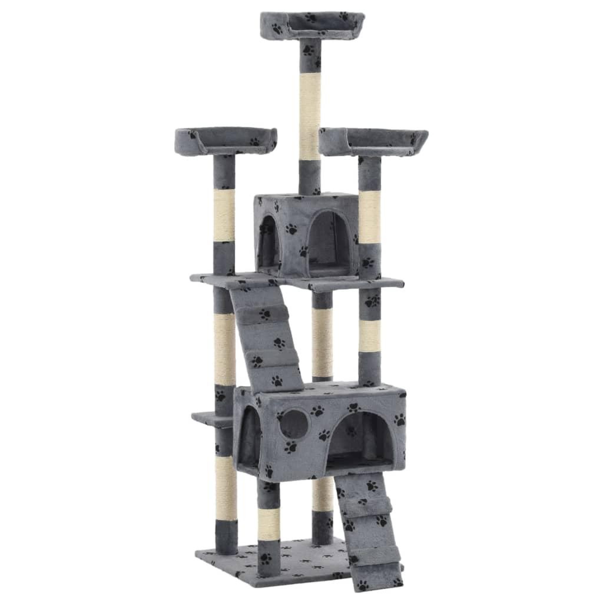 Voir la diapositive 1 : VIDAXL Arbre a chat et griffoirs Sisal 170cm Empreintes de pattes Gris