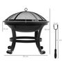Voir la diapositive 3 : OUTSUNNY Brasero boule de feu cheminée foyer extérieur Ø 55 x 50H cm grille à charbon couvercle tisonnier acier noir