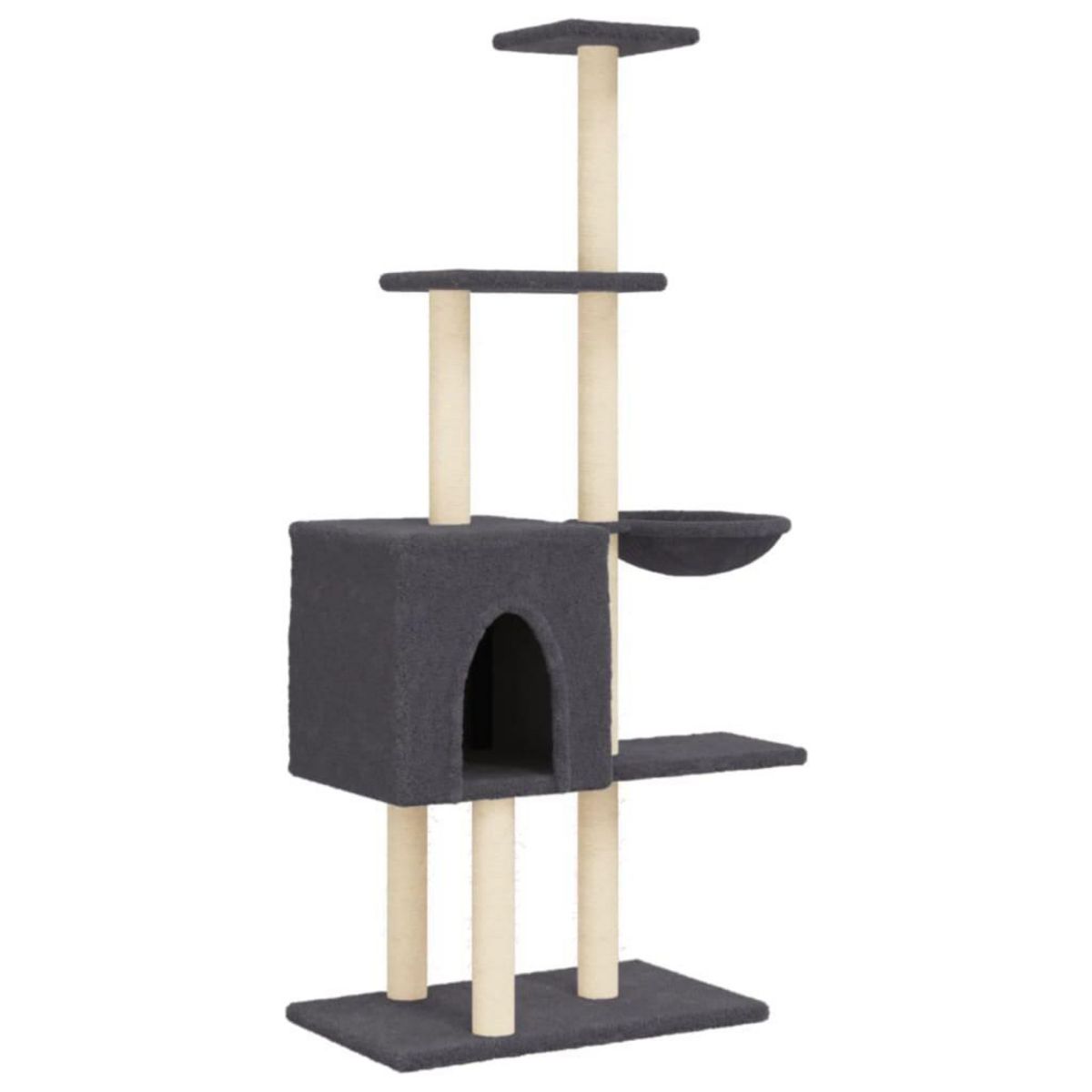VIDAXL Arbre a chat avec griffoirs en sisal Gris fonce 145 cm