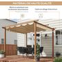 Voir la diapositive 4 : OUTSUNNY Pergola rétractable 3L x 3l x 2,25H m structure alu. aspect bois toile polyester haute densité beige