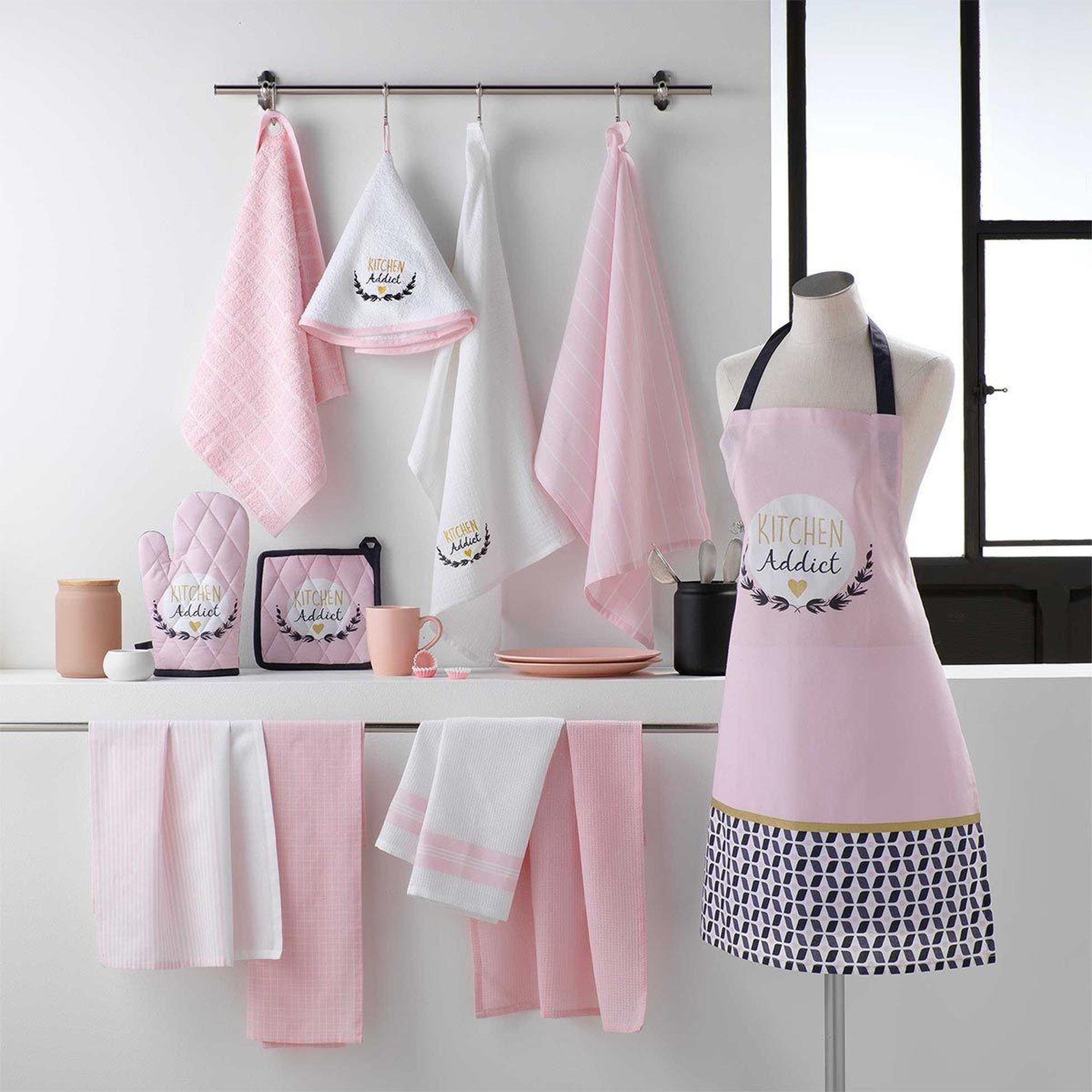Voir la diapositive 4 : Douceur d'Intérieur Essuie-main  kitchen addict  50x50cm rose
