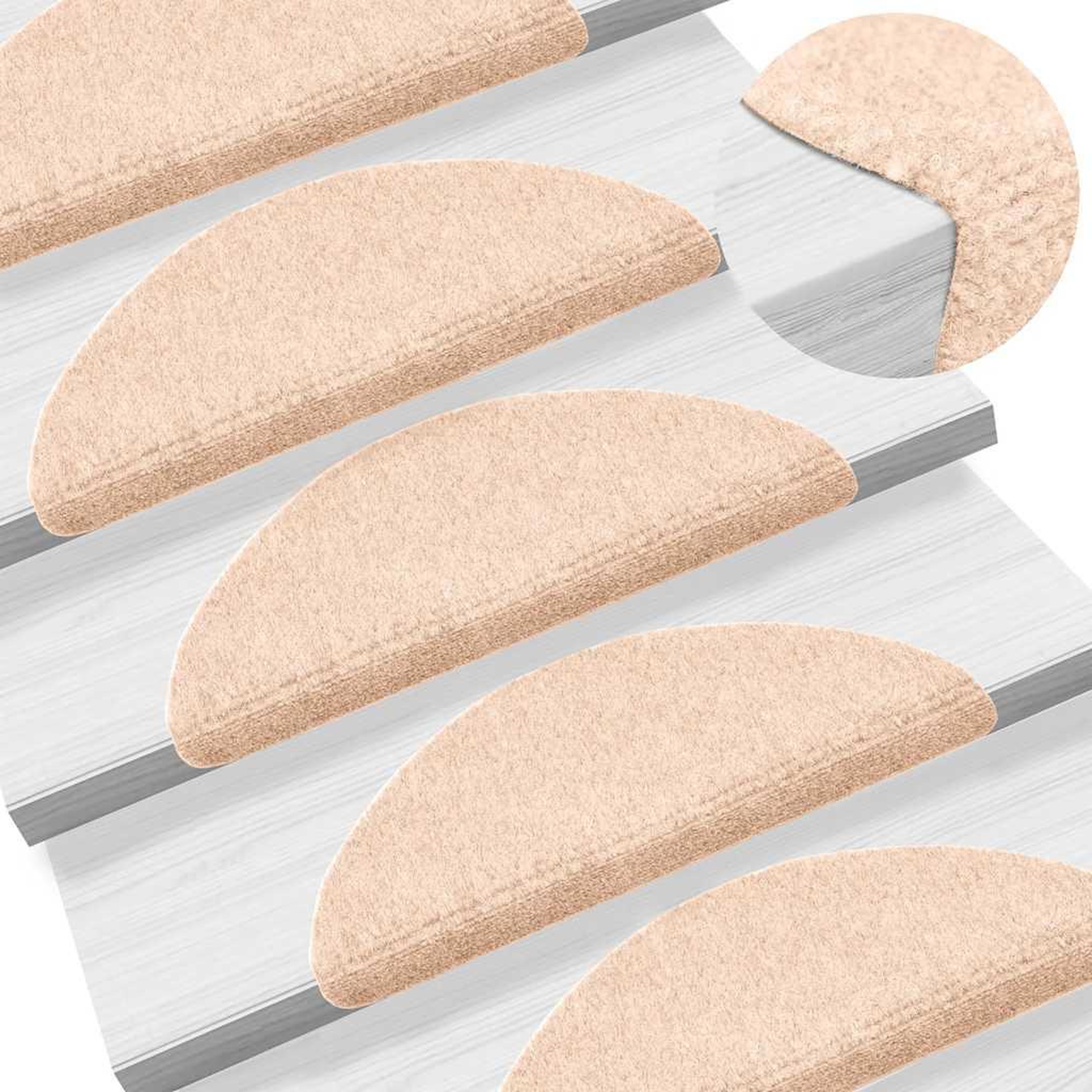 Voir la diapositive 5 : VIDAXL Tapis d'escalier autocollant 20 pcs creme 56x17x3 cm