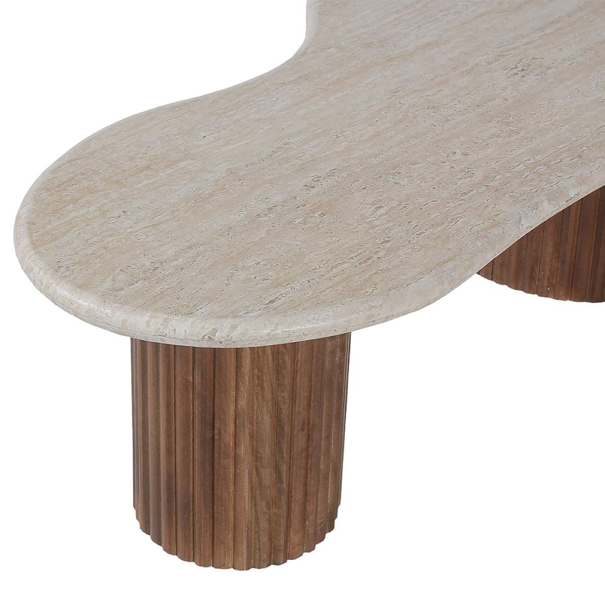 Voir la diapositive 6 : JLC KREATION Table basse en bois de manguier avec plateau en travertin melvine
