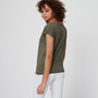 Voir la diapositive 2 : IN EXTENSO T-shirt manches courtes col v vert kaki femme