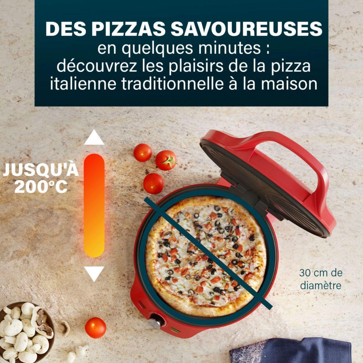 PRINCESS Four à pizza électrique Machine pizza/Thermost. réglable / Grill