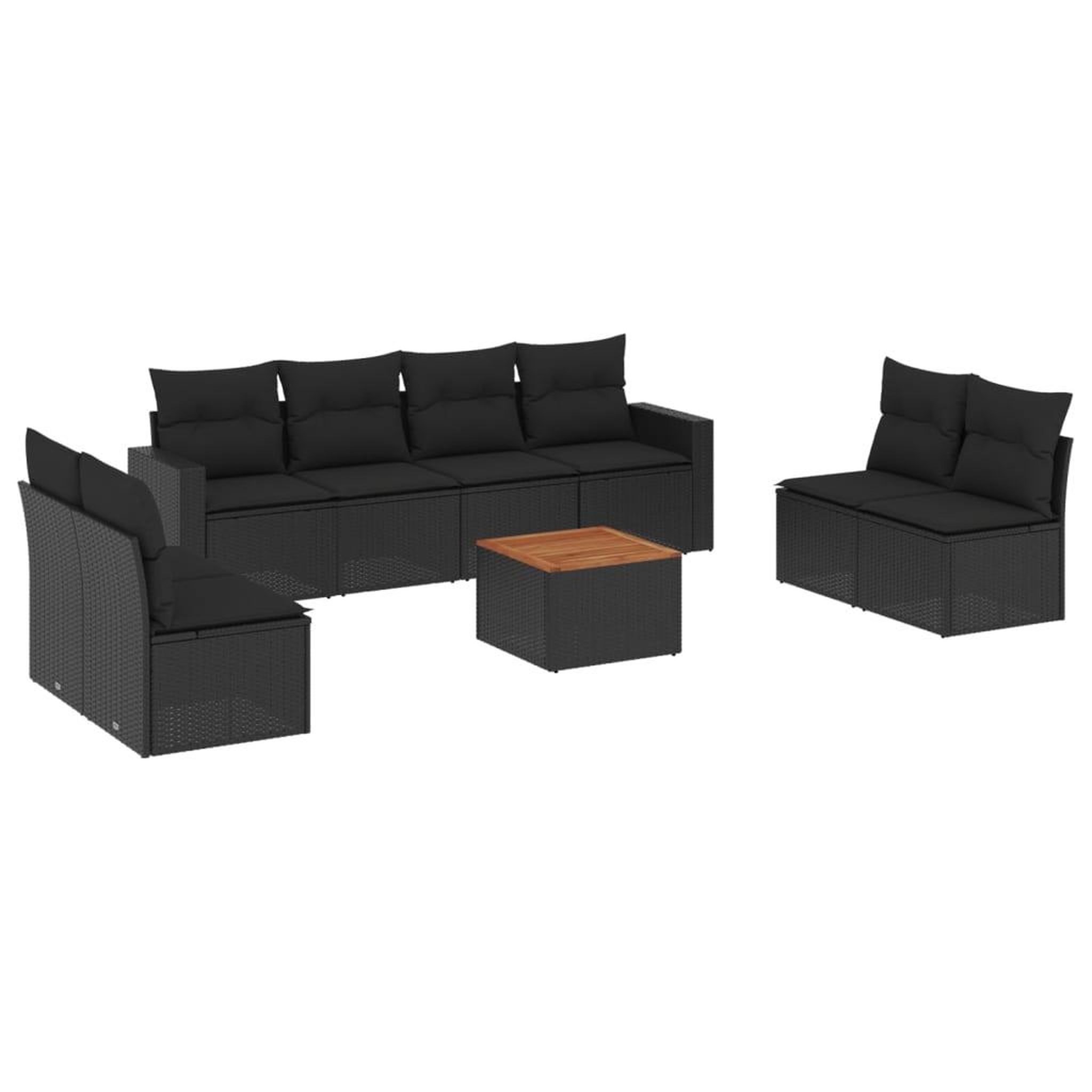Voir la diapositive 2 : VIDAXL Salon de jardin 9 pcs avec coussins noir resine tressee