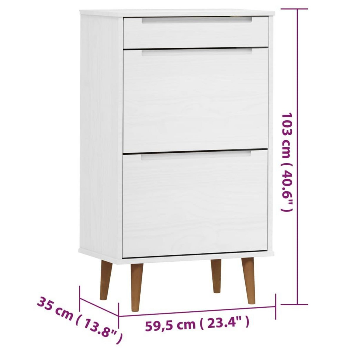 VIDAXL Armoire a chaussures MOLDE Blanc 59,5x35x103 cm Bois de pin