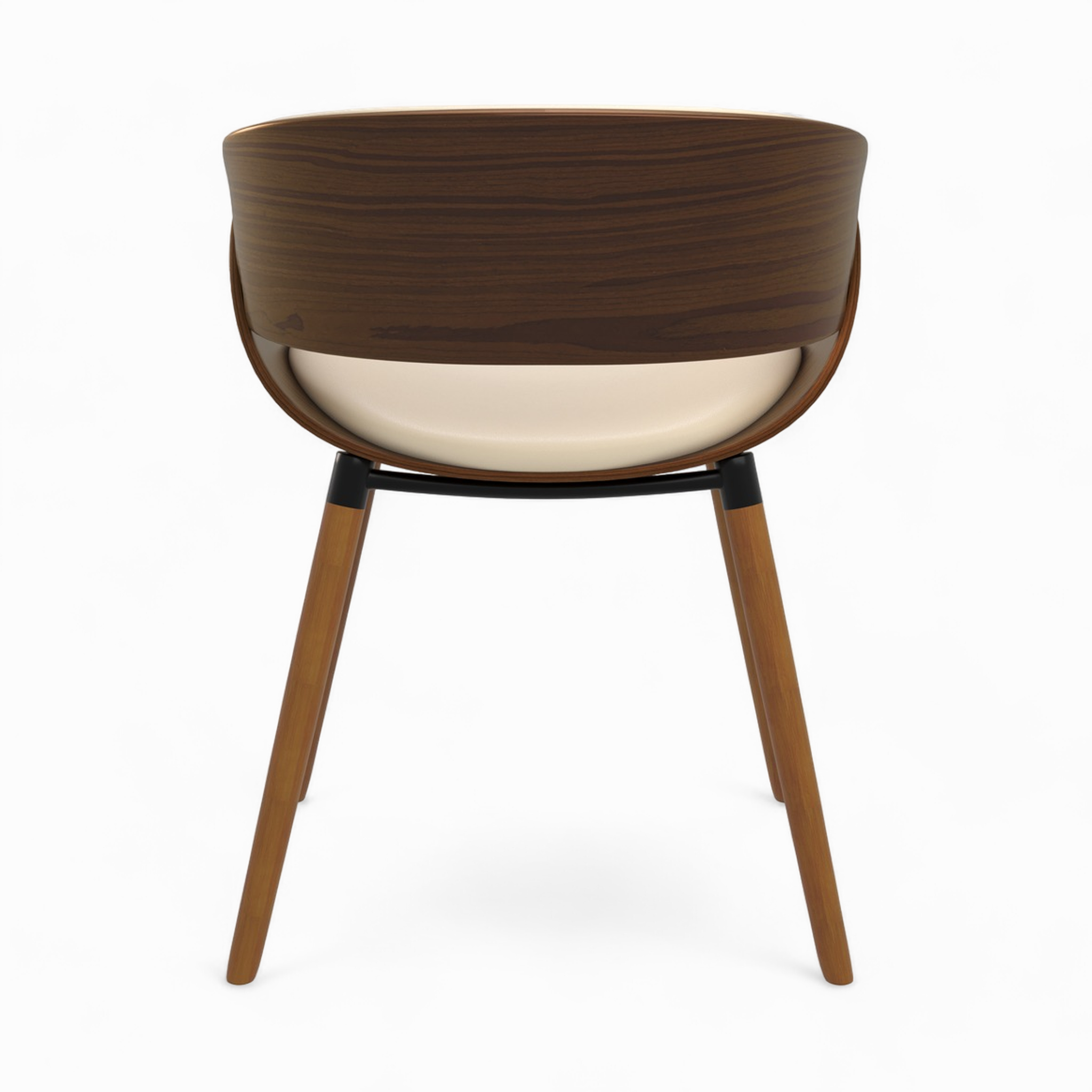Voir la diapositive 5 : MAISON PAVANE Chaise en cuir synthétique beige et bois plaqué noyer-polo