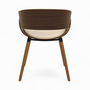 Voir la diapositive 5 : MAISON PAVANE Chaise en cuir synthétique beige et bois plaqué noyer-Polo