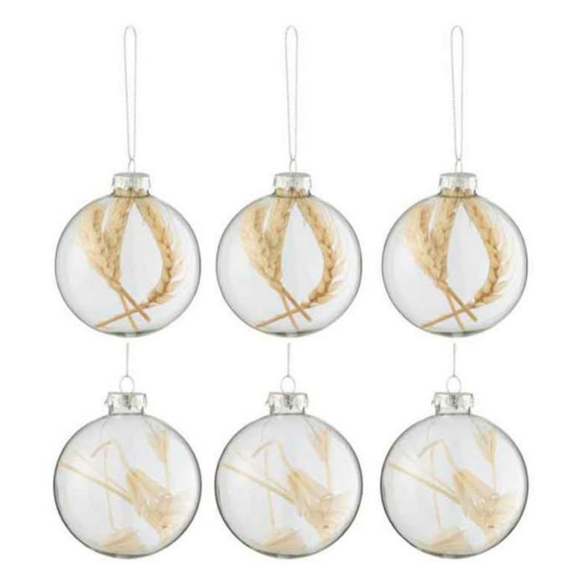 Paris Prix Lot de 6 Boules de Noël  Brindilles  8cm Transparent