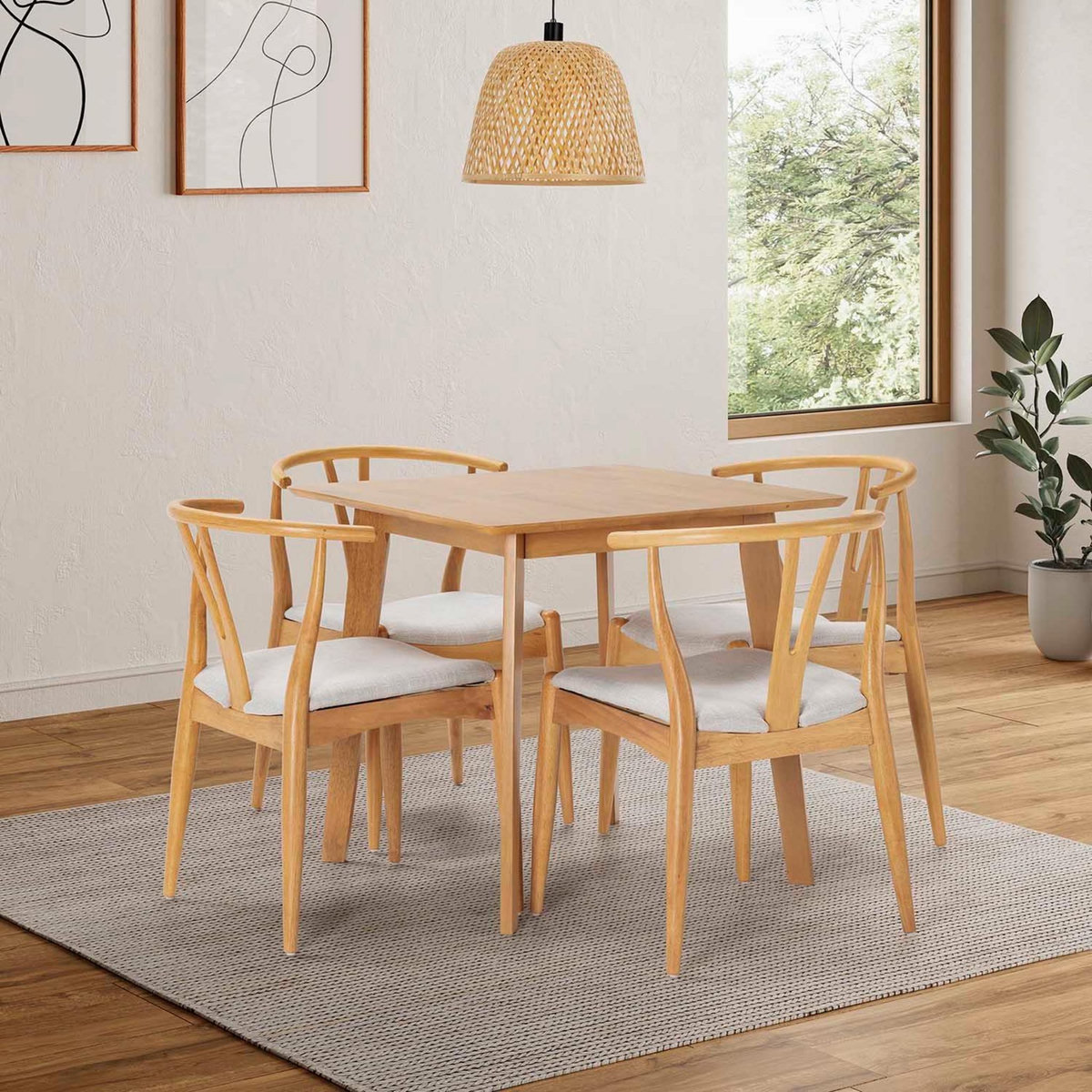 VS VENTA-STOCK Ensemble table 80x80 cm et 4 chaises de salle à manger Rustic Chêne