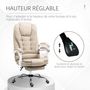 Voir la diapositive 6 : HOMCOM Fauteuil de bureau manager grand confort repose-pied dossier inclinable accoudoirs rembourrés lin beige