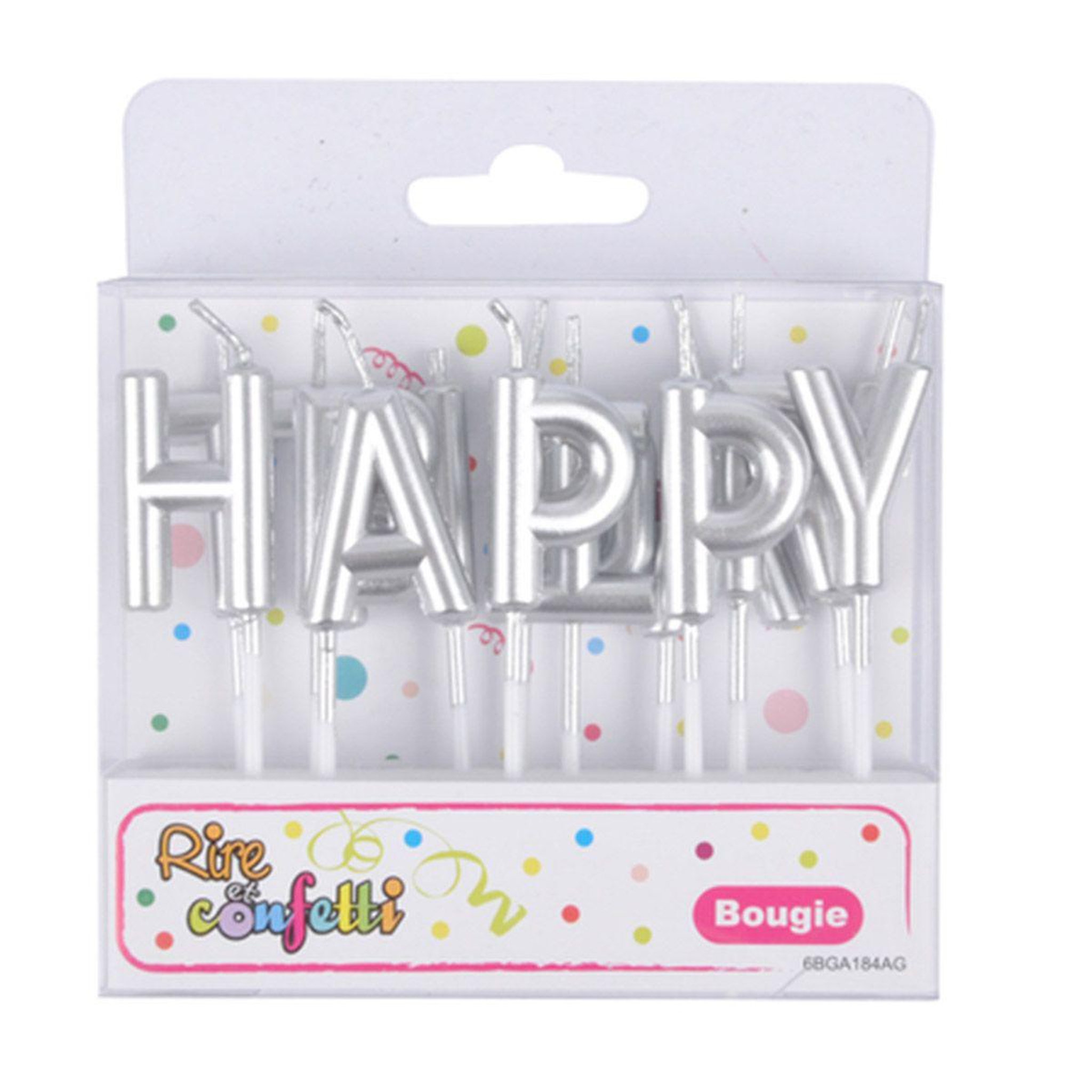 Voir la diapositive 2 : HOMEA Lot de 13 Bougies  Happy Birthday  8cm Argent