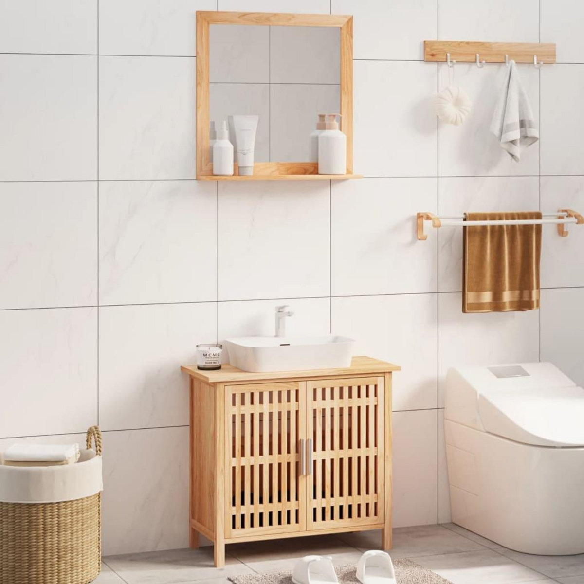 VIDAXL Ensemble de meubles de salle de bain 2 pcs Bois massif de noyer