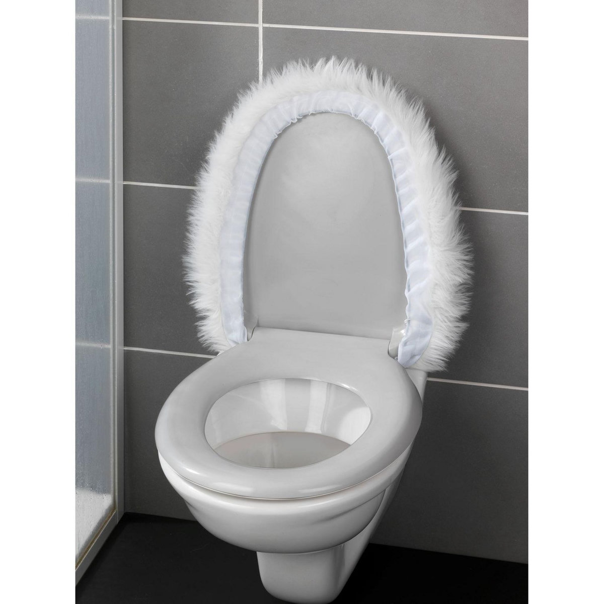 Wenko Housse pour abattant WC imitiation fourrure Olga - L. 50 x l. 40 cm - Blanc