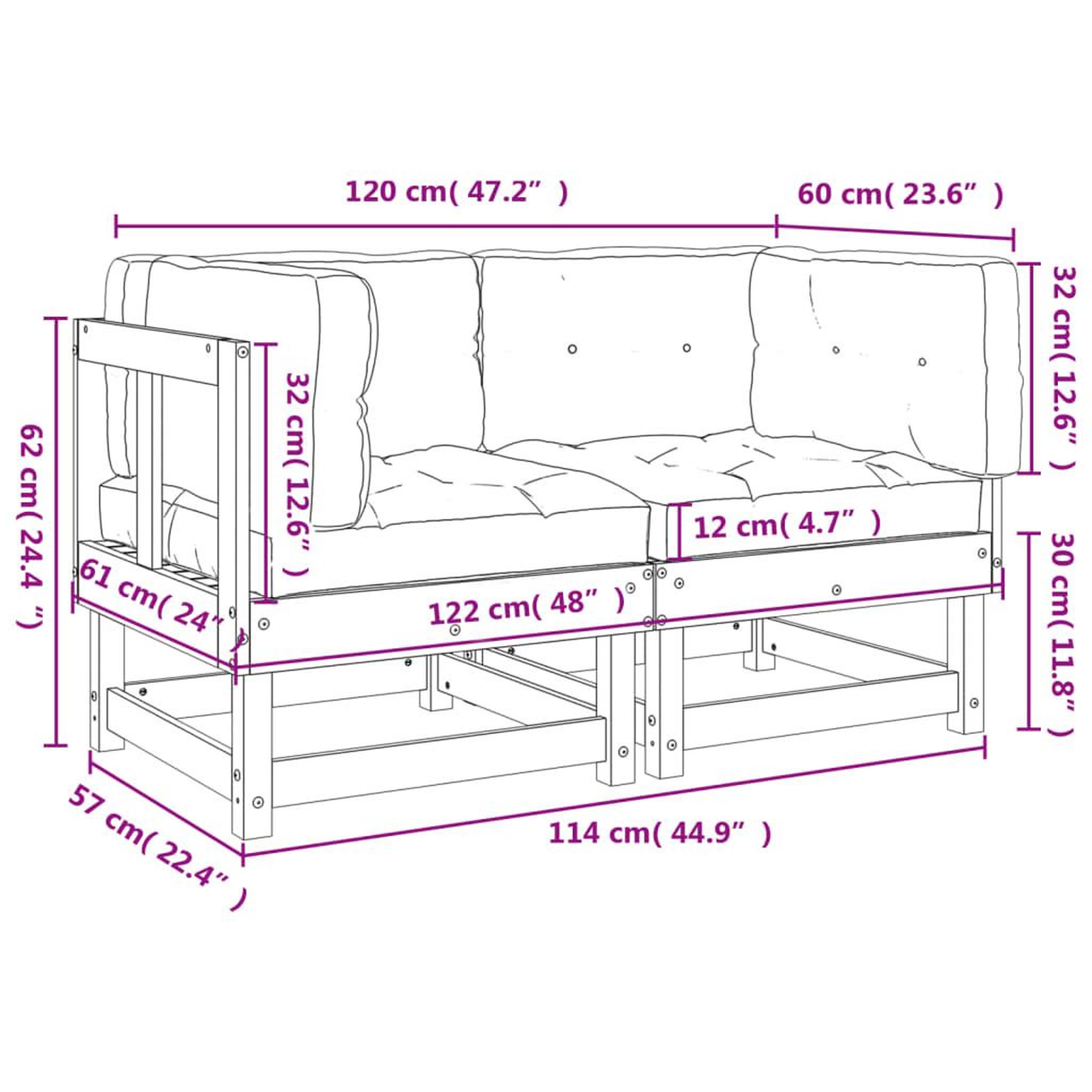 Voir la diapositive 6 : VIDAXL Canapes d'angle avec coussins 2 pcs bois de pin impregne