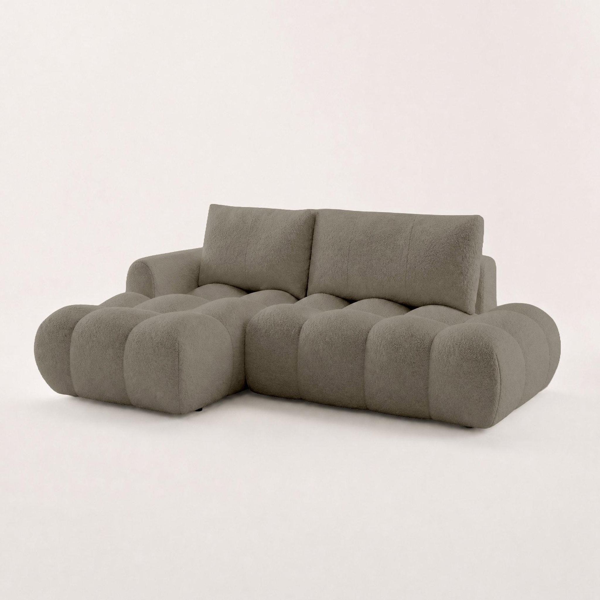 Voir la diapositive 3 : BEST MOBILIER Yulin - canapé d'angle ouvert gauche 4 places convertible avec coffre en tissu bouclette
