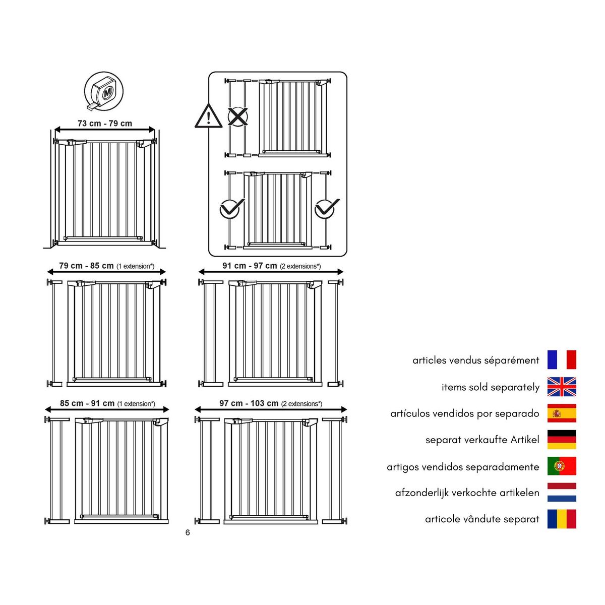 WEBABY Extension barrière de sécurité bébé en acier Blanc