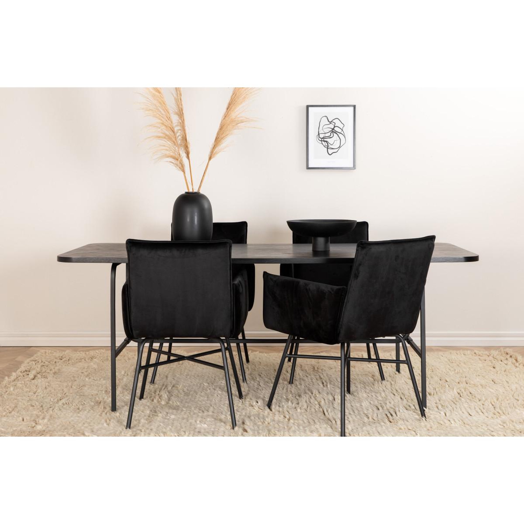 Voir la diapositive 6 : Paris Prix Ensemble table à manger & 4 chaises  uno & petra  200cm noir
