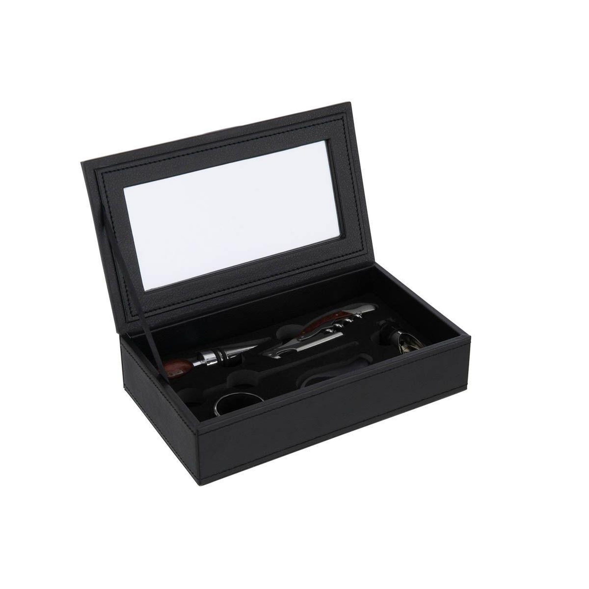 Voir la diapositive 2 : J-LINE Boîte 6 accessoires vin  ezra  23cm noir