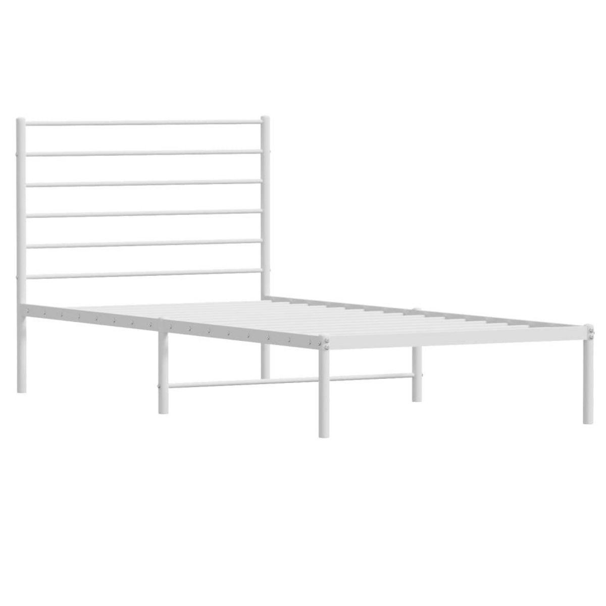VIDAXL Cadre de lit metal sans matelas avec tete de lit blanc 90x190cm