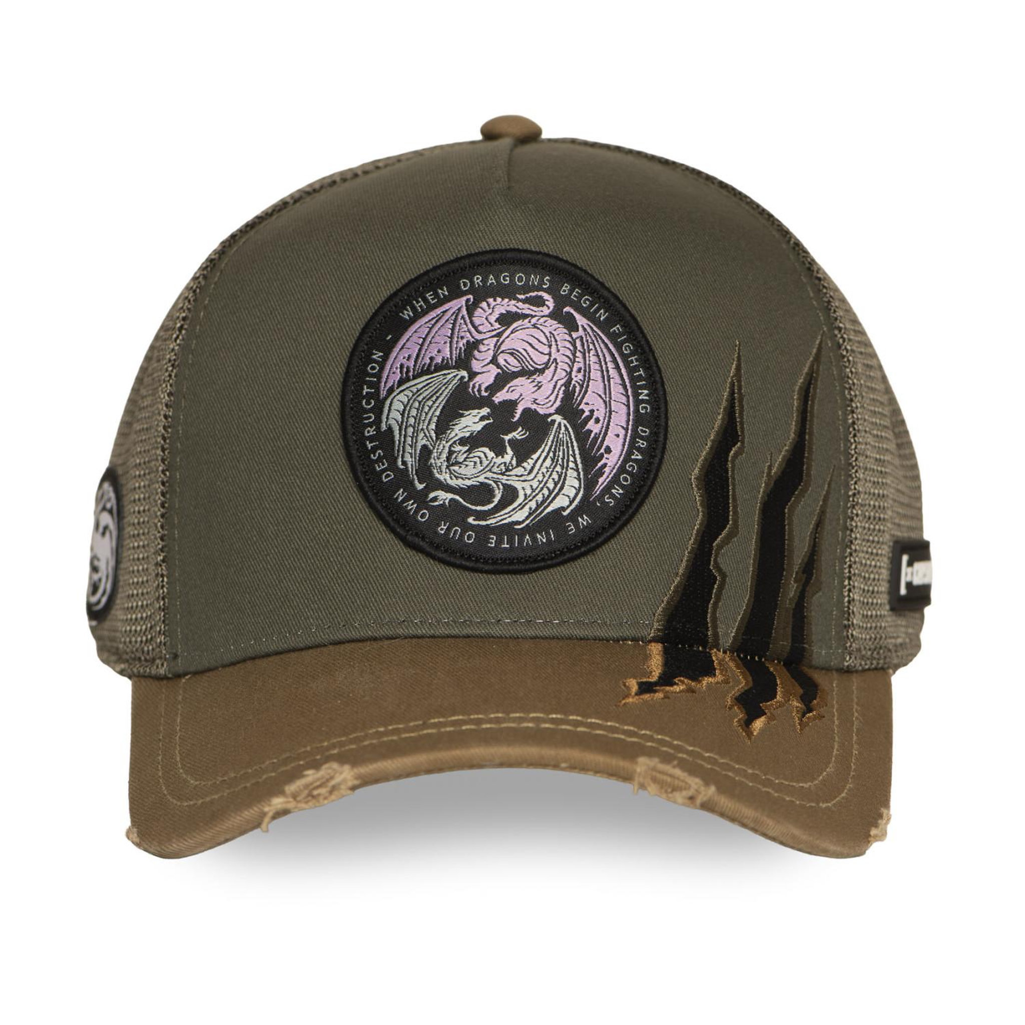 Voir la diapositive 2 : CAPSLAB Casquette trucker premium avec filet et patch House of the Dragons