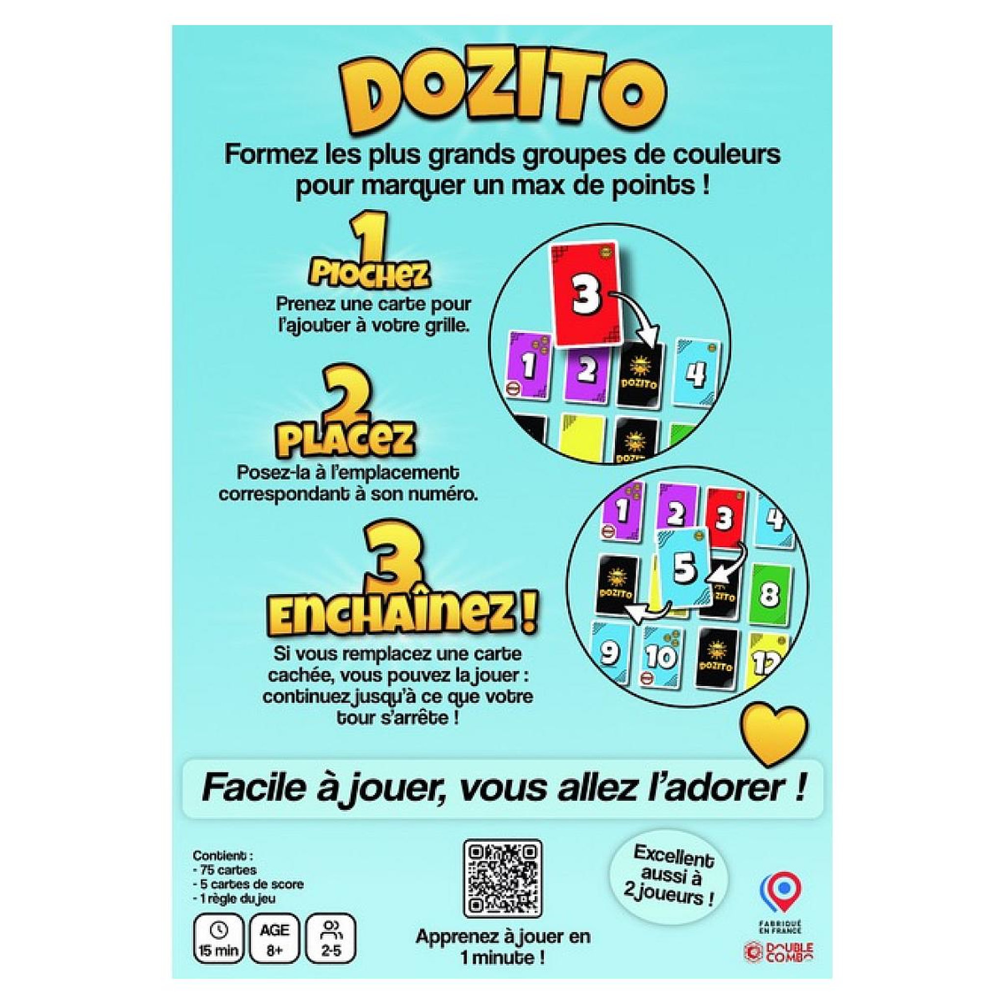 Voir la diapositive 3 : TRIBUO Dozito - Jeu de cartes rapide