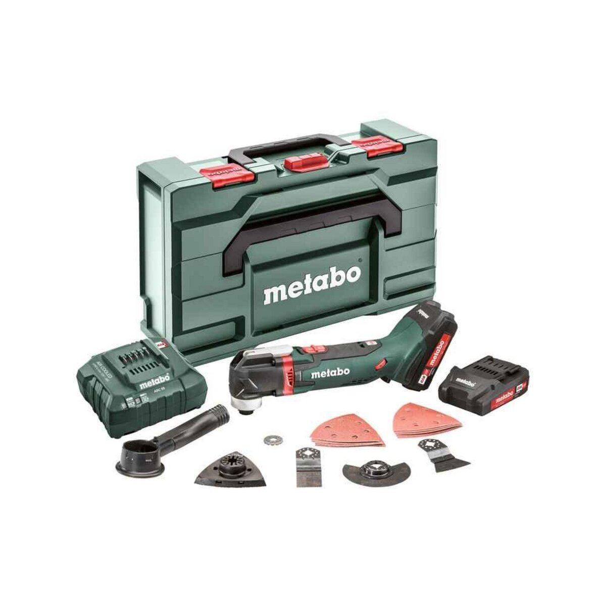 METABO SAS Outil multifonctions 18 V MT 18 LTX - 2 x 2,0 Ah Li-Power, ASC 55, coffret Metabox + accessoires
