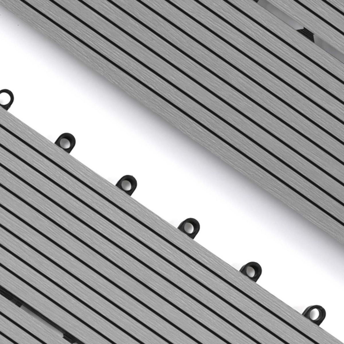 ID MARKET Lot de 5 dalles de terrasse rectangulaire WODHY clipsables bois composite gris 60 x 30 cm