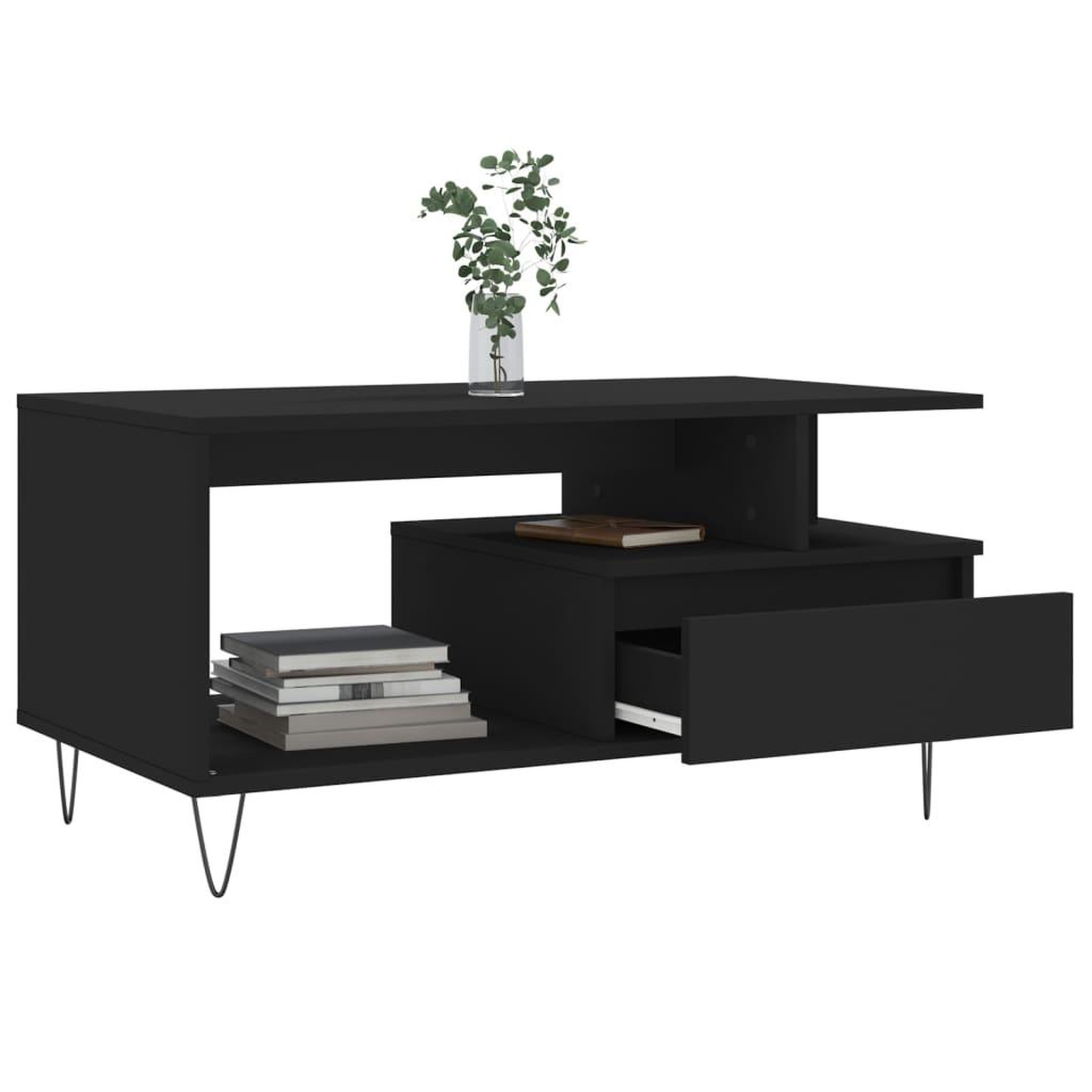 Voir la diapositive 4 : VIDAXL Table basse Noir 90x49x45 cm Bois d'ingenierie