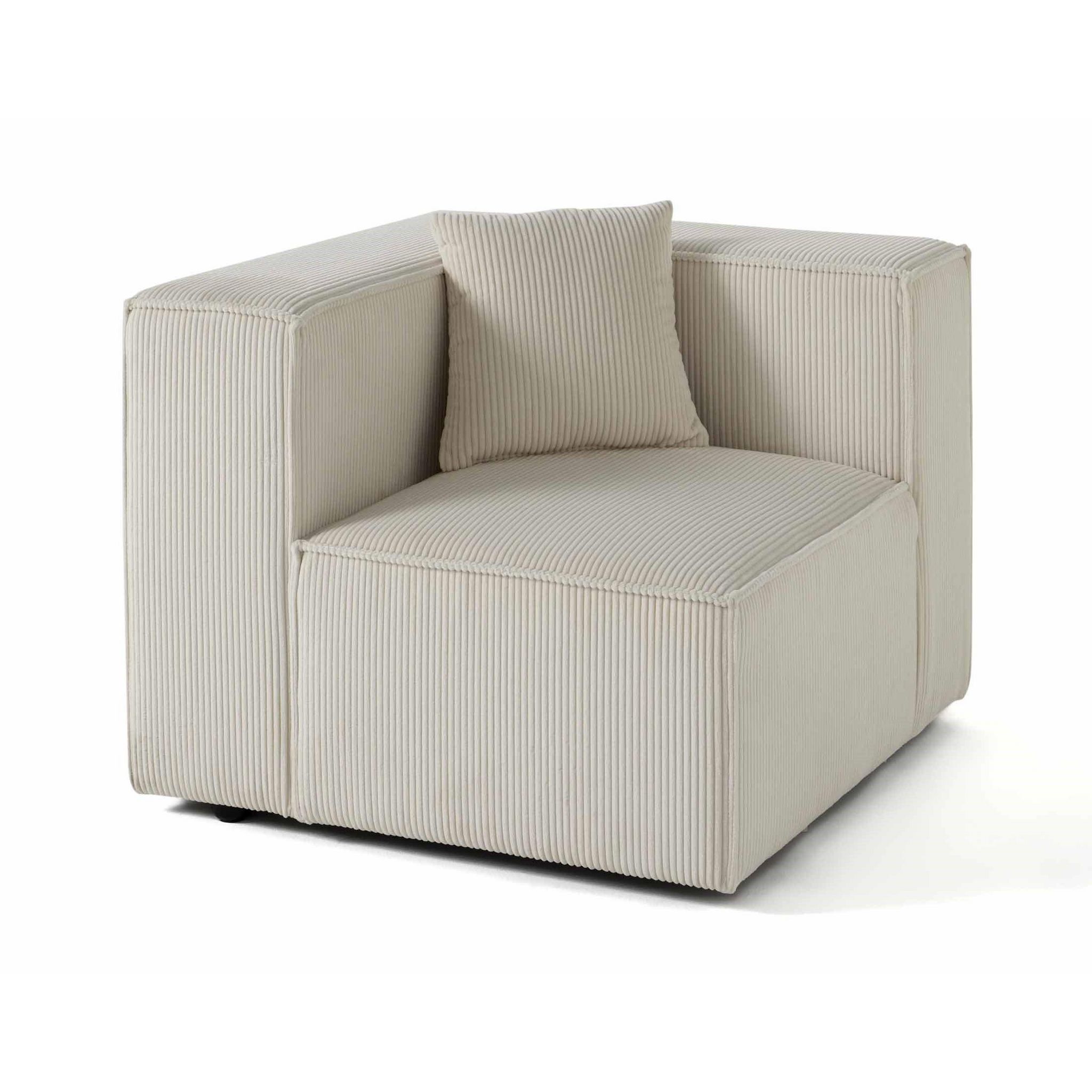 LISA DESIGN Arty - module d'assise gauche - en velours côtelé. Coloris disponibles : Vert, Orange