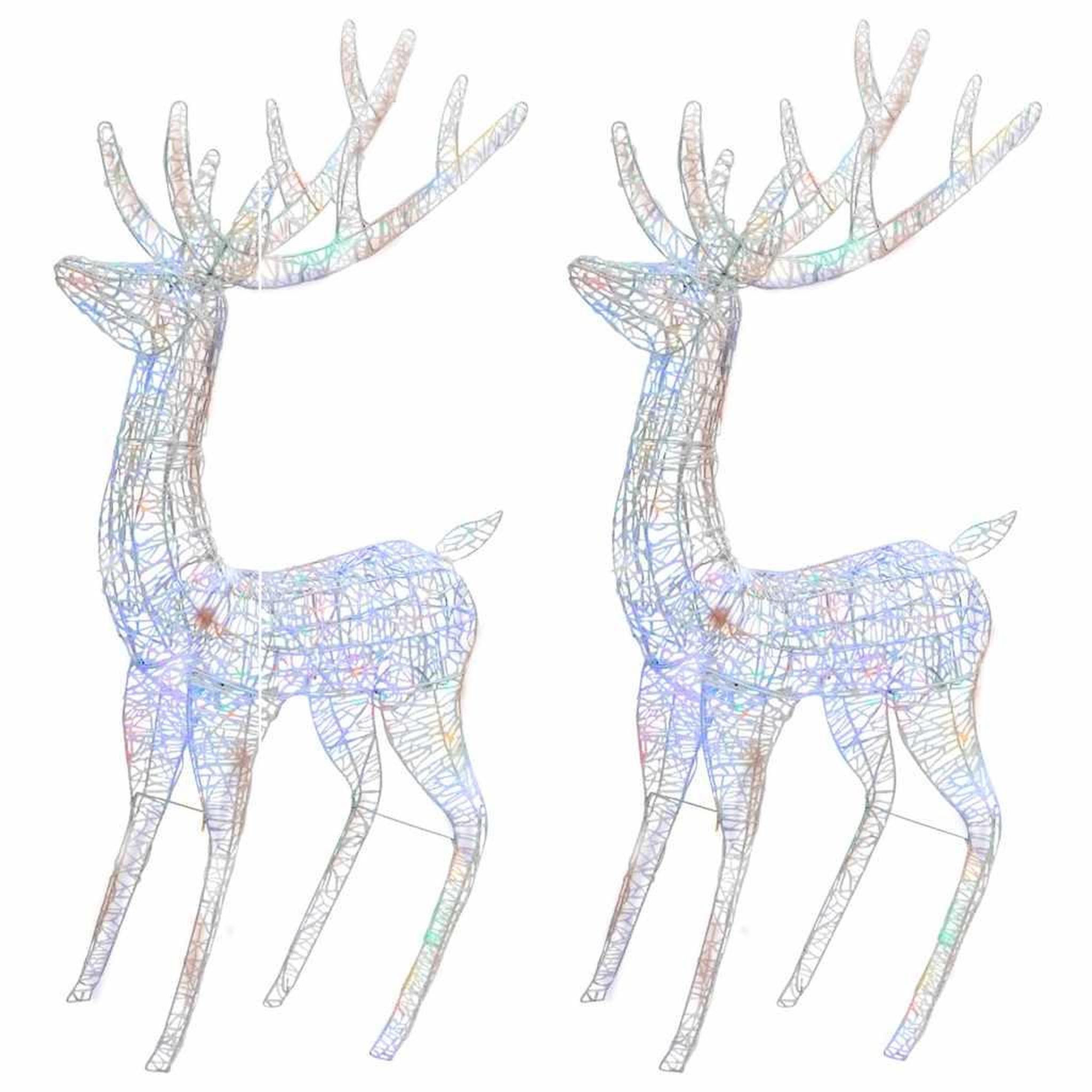 Voir la diapositive 3 : VIDAXL Rennes de noël xxl acrylique 250 led 2 pcs 180 cm multicolore