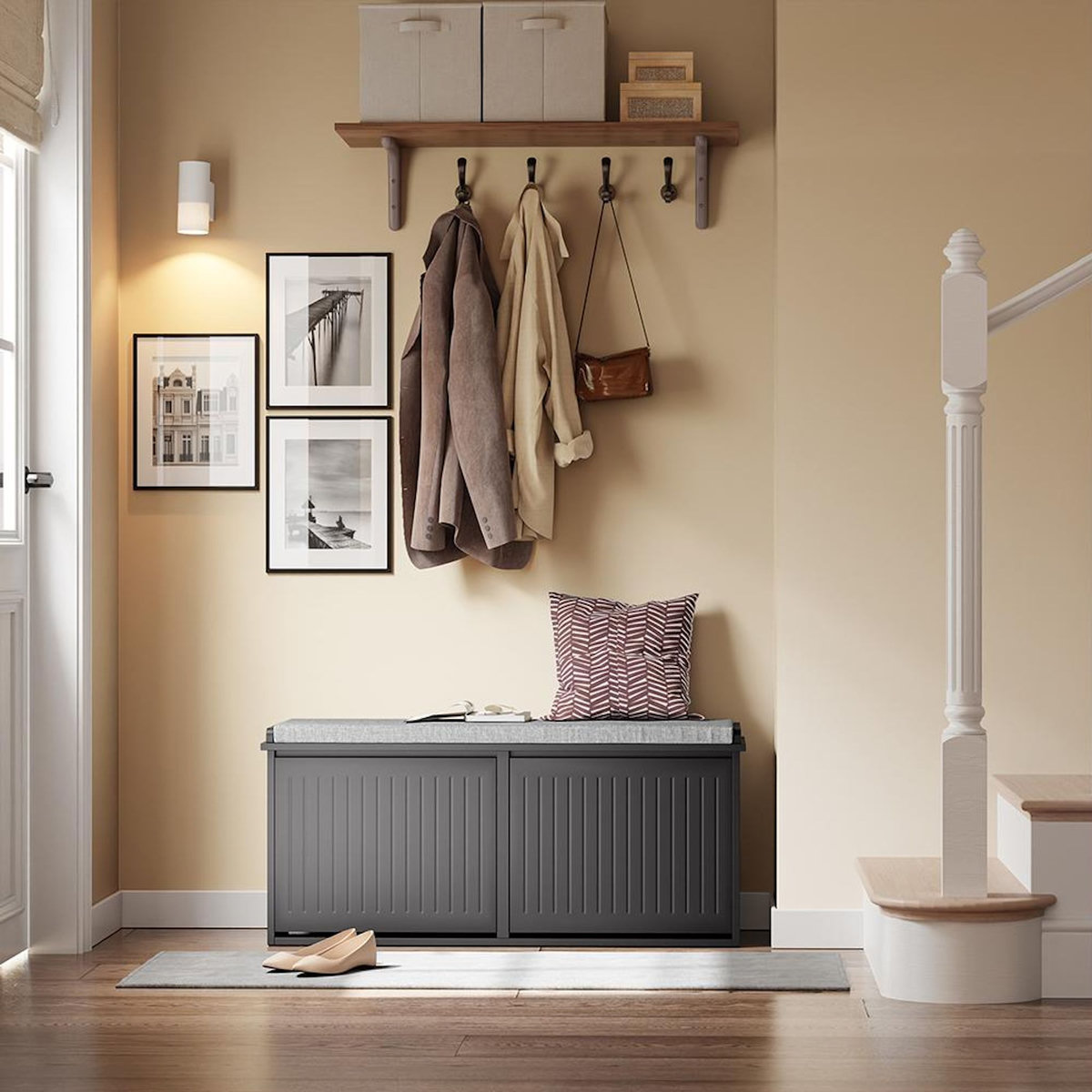 SOBUY SoBuy - Banc de rangement à chaussures avec deux portes - Moderne - FSR98-XL