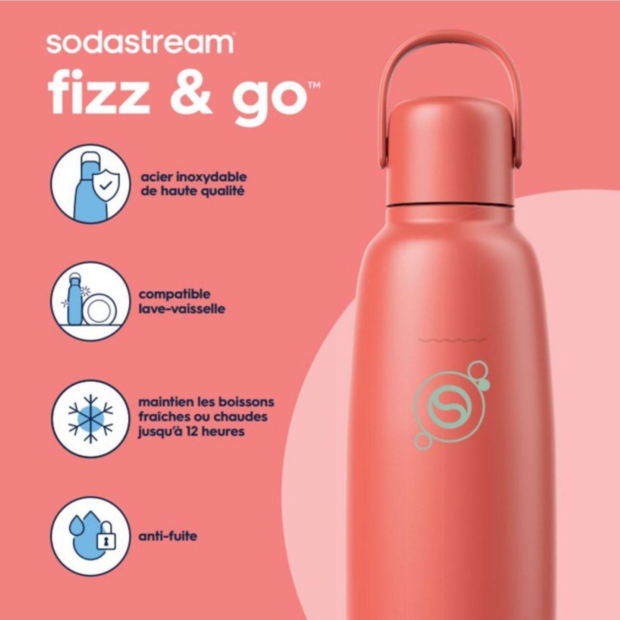 Voir la diapositive 2 : SODASTREAM Bouteille isotherme Fizz & Go Cool papaye
