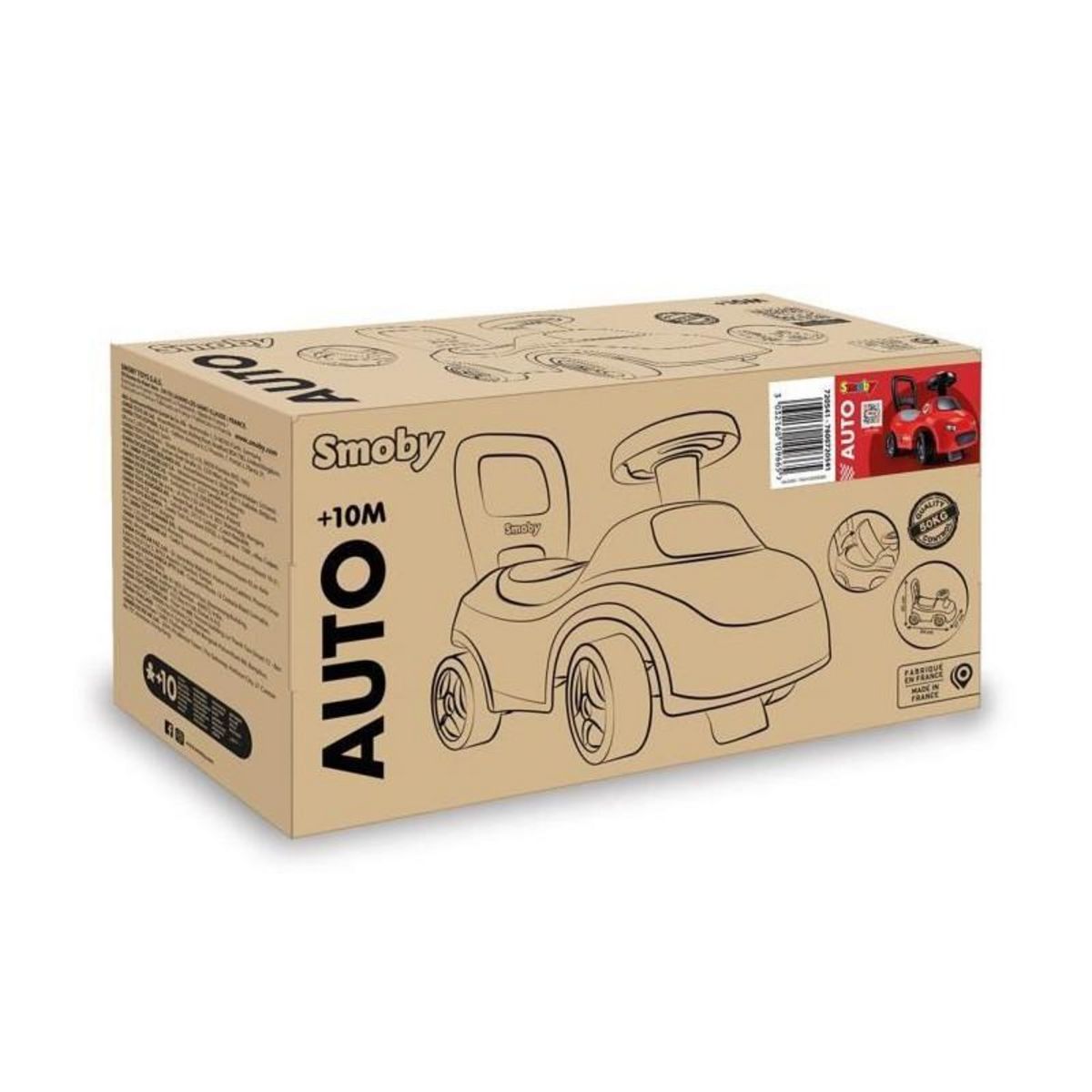 SMOBY Smoby - Porteur enfant 2 en 1 - Auto Rouge - Coffre sous la selle + klaxon - Des 10 mois - Fabrication française