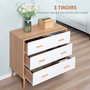 Voir la diapositive 5 : HOMCOM Commode design scandinave sur pieds 3 tiroirs coulissants pieds effilés inclinés panneaux particules blanc aspect bois clair