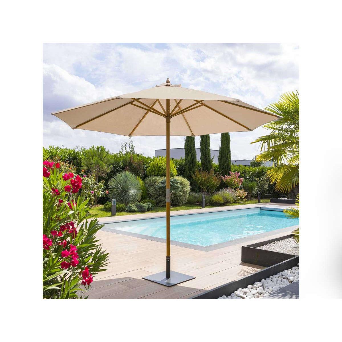 HESPERIDE Parasol droit rond Tinaei Taupe - 3 m - Hespéride