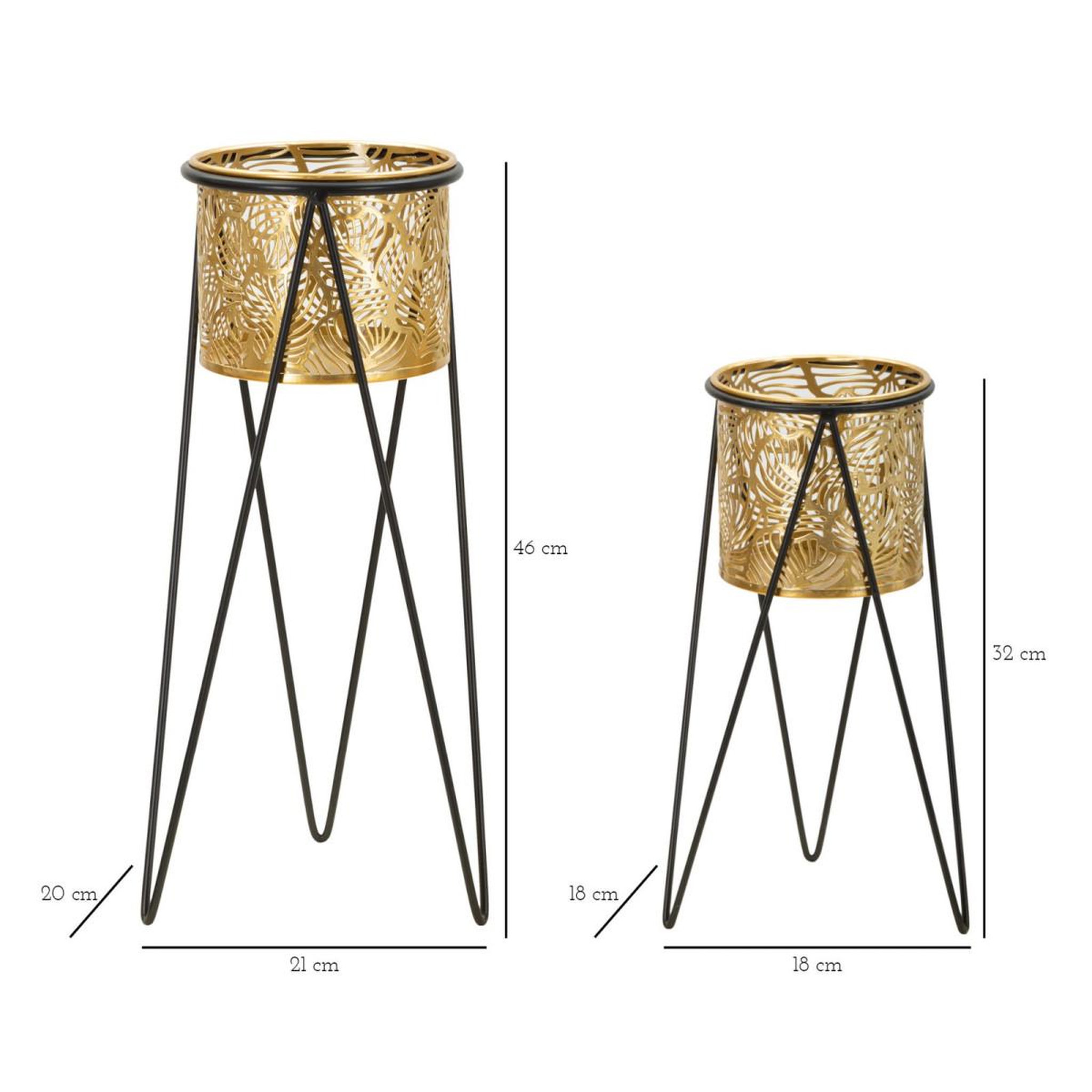 Voir la diapositive 6 : Paris Prix Lot de 2 cache-pots sur pied  drak  46cm or & noir