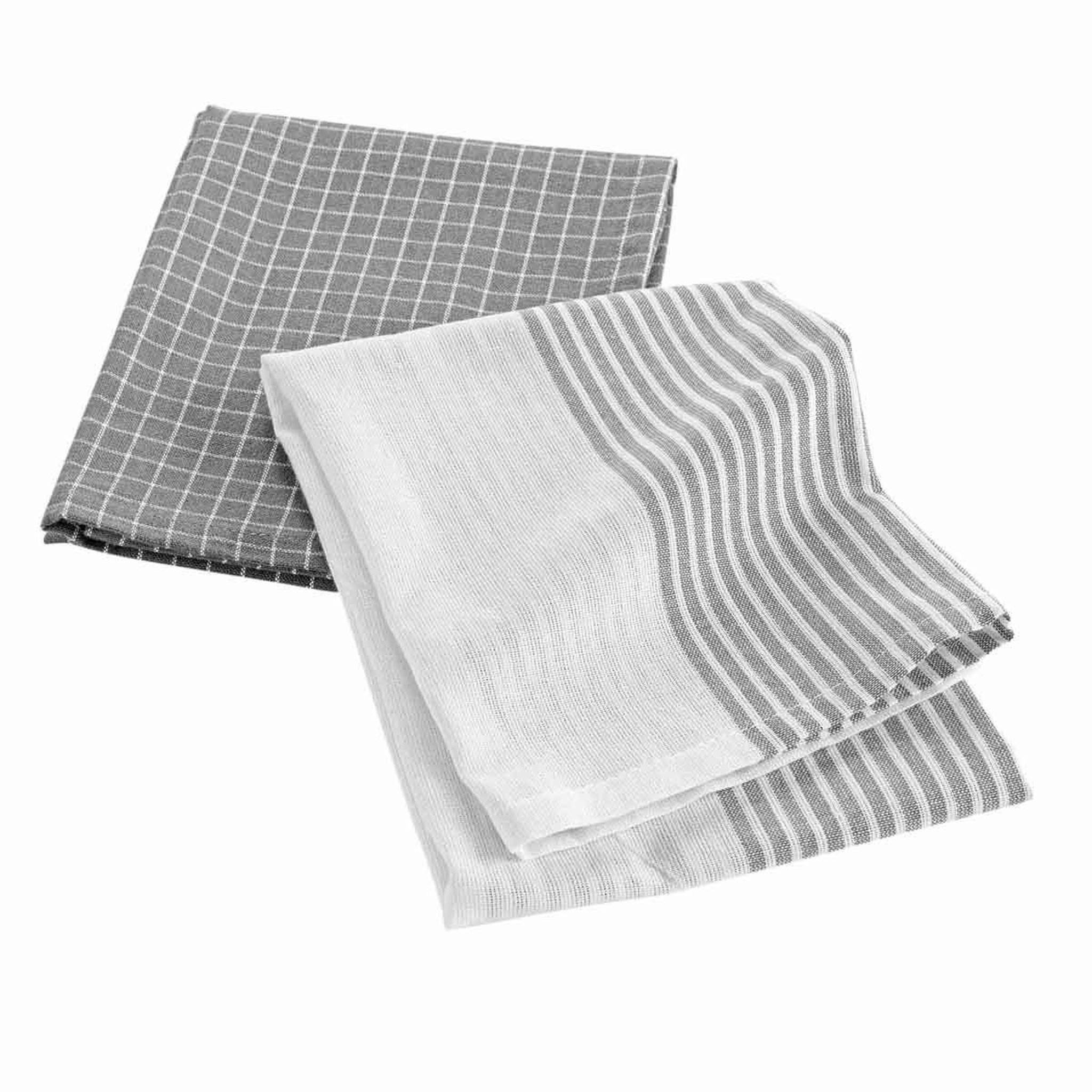 Douceur d'Intérieur Lot de 2 torchons  déjeuner  50x70cm gris
