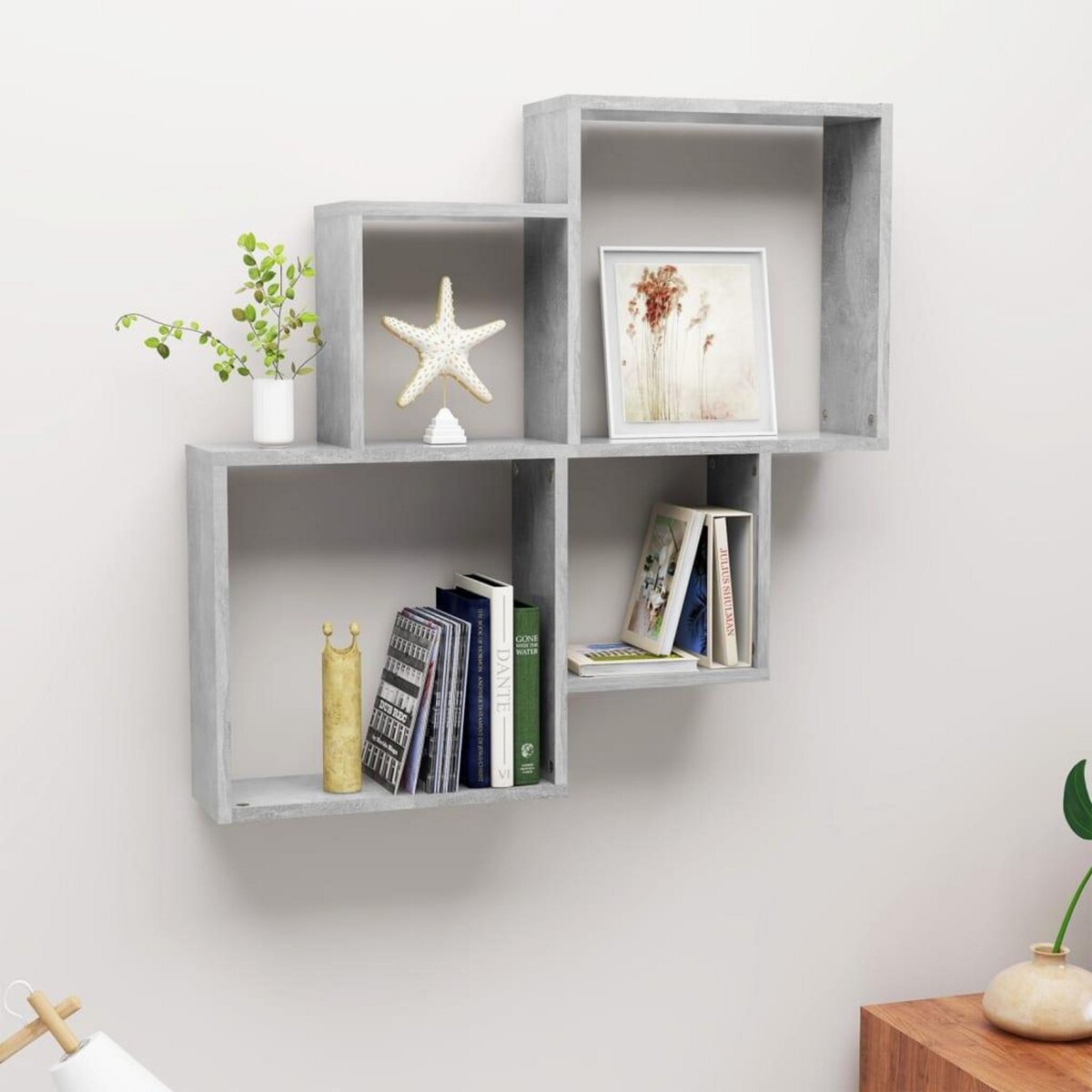 VIDAXL Etagere murale cube Gris beton 80x15x78,5 cm Bois d'ingenierie