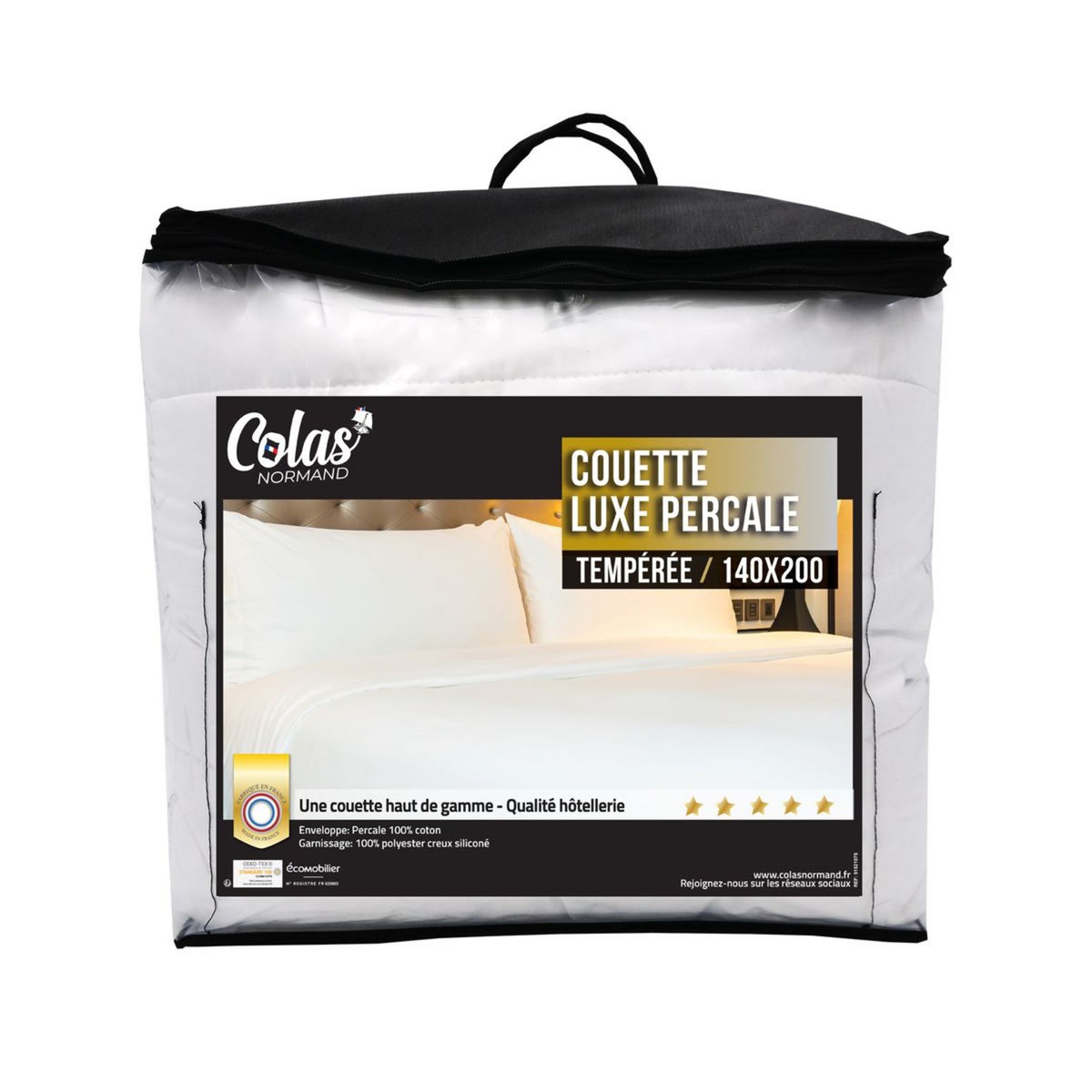 COLAS NORMAND Couette tempérée en percale de coton 350 g/m² QUALITE HOTELLERIE