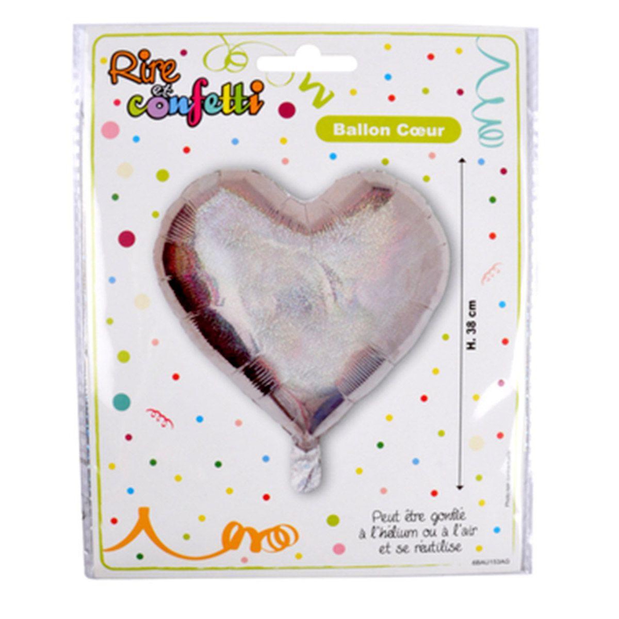 Voir la diapositive 2 : HOMEA Ballon Gonflable Métallisé  Cœur  38cm Argent