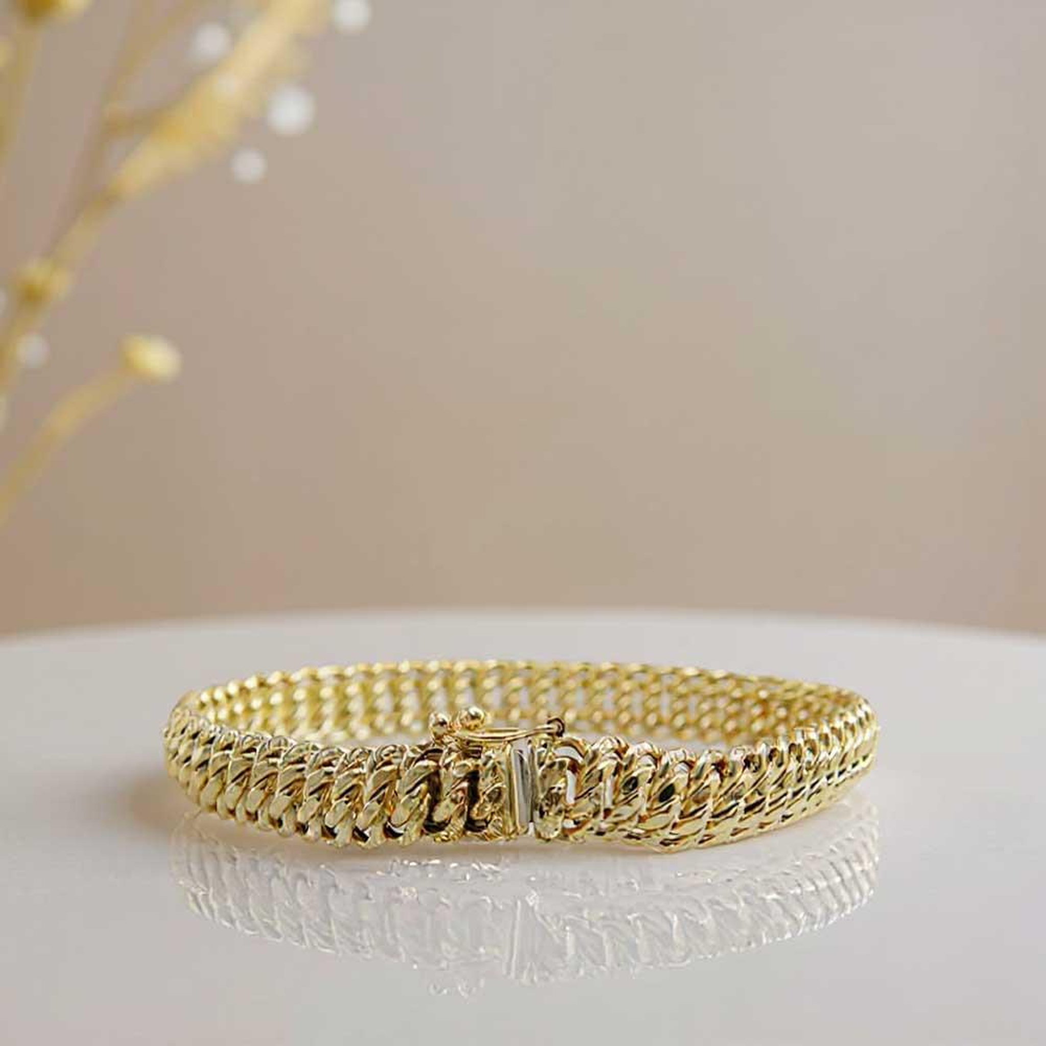 Voir la diapositive 3 : L'ATELIER D'AZUR Bracelet Or Jaune Maille Américaine - Femme 18cm