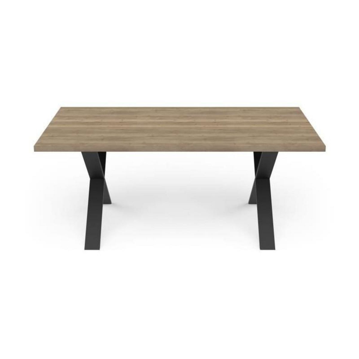 Demeyere Table - STOUT - Rectangulaire - Décor mélamine halifax - Pied en X noir mat - 6 places - 180 x 90 cm - DEMEYERE
