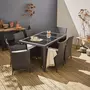 SWEEEK Salon de jardin Tavola 6  en résine tressée, table d'extérieur 150cm avec 6 fauteuils
