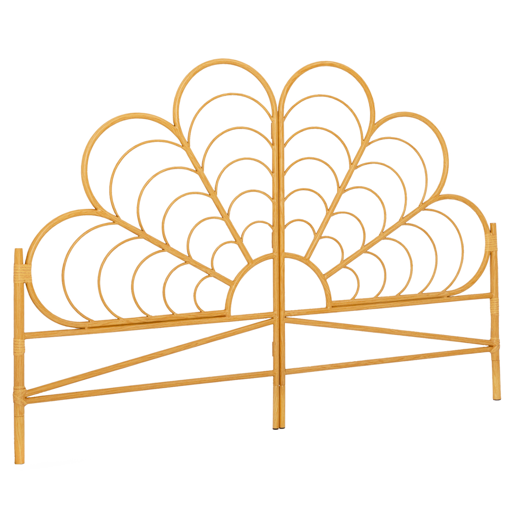 ID MARKET Tête de lit sur pied ivy 160 cm effet rotin en forme de fleur